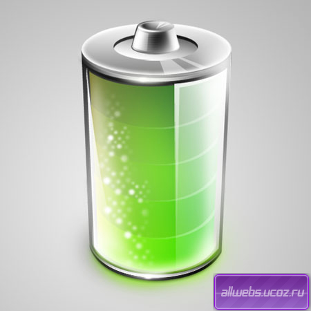 PSD исходник - зелёная батарейка